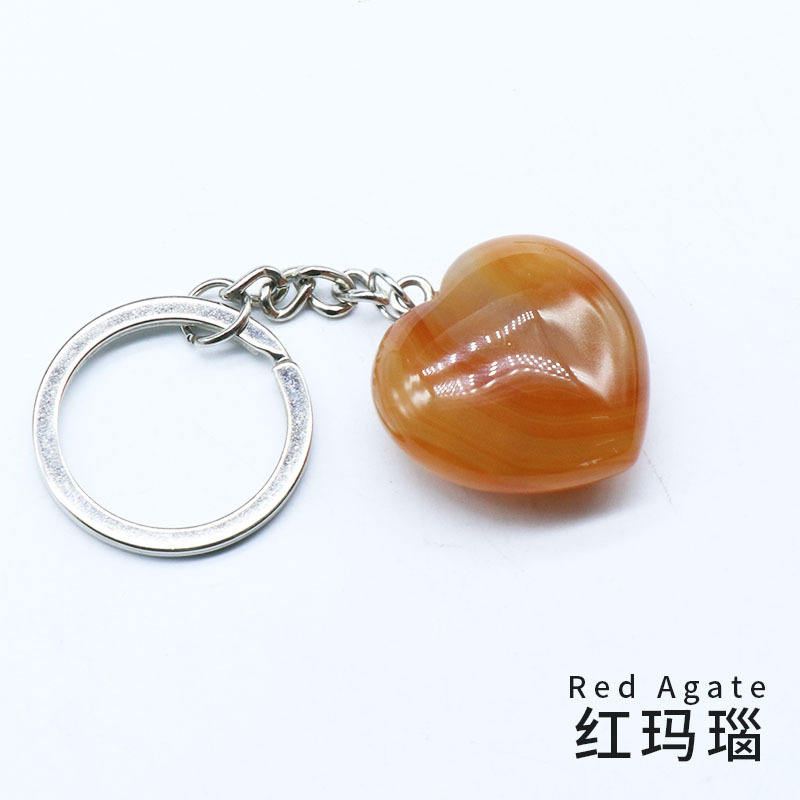 Natural crystal love keychain, heart pendant, love pendant DIY jewelry accessories
