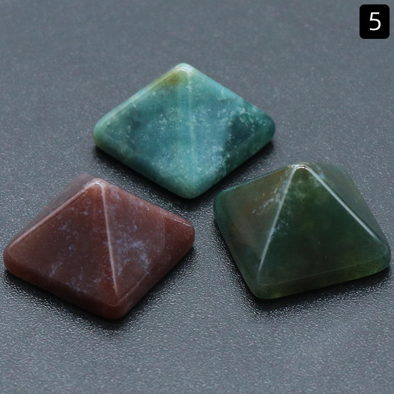 Natural Crystal Semi-Precious Pyramid Ring Faces Explosive Jewelry Colorful Pyramid