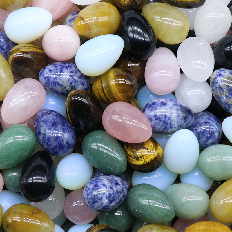 Egg shaped 30mm crystal jade tiger eye small egg scouring bird egg stone easter colored egg