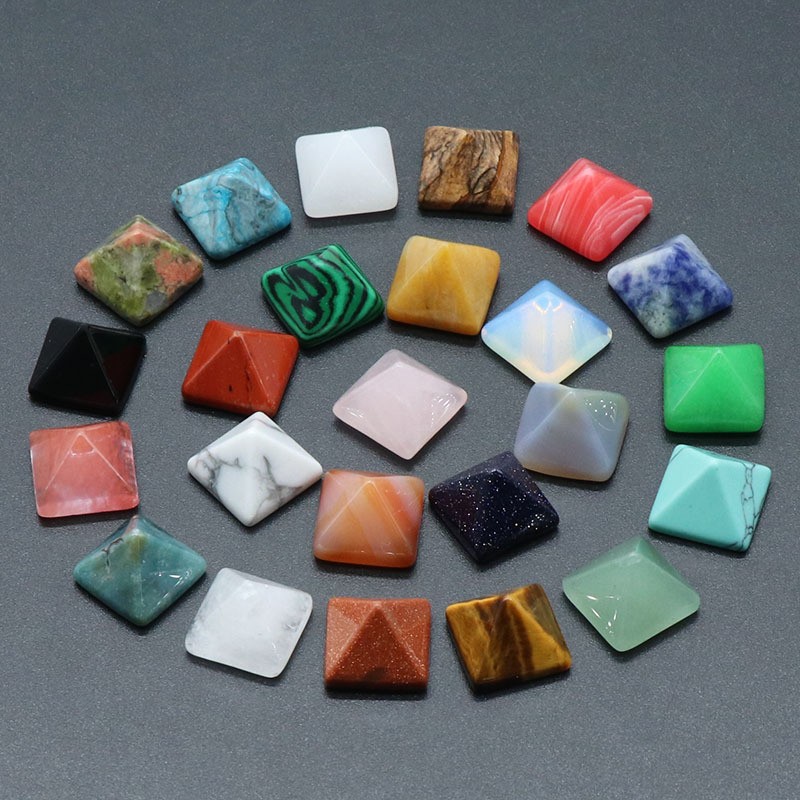 Natural Crystal Semi-Precious Pyramid Ring Faces Explosive Jewelry Colorful Pyramid