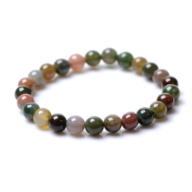 Outer single hot selling natural crystal water grass agate colorful couple bracelet