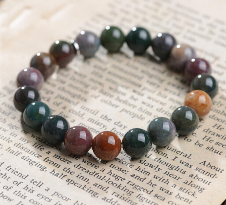 Outer single hot selling natural crystal water grass agate colorful couple bracelet