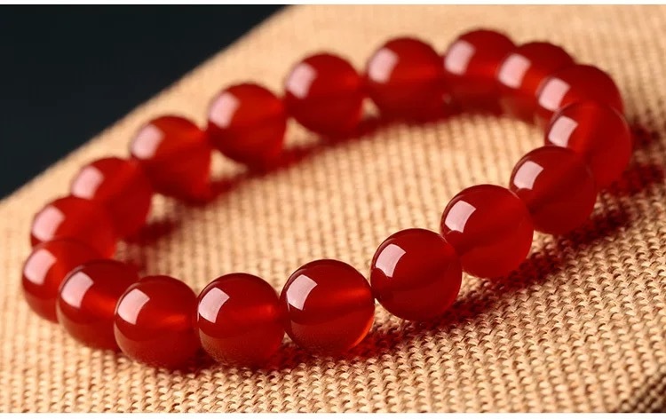 Outer Single Hot Selling Natural Crystal Red Agate Ball Bead Bracelet Couple Gift