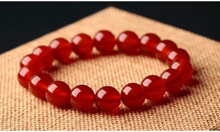 Outer Single Hot Selling Natural Crystal Red Agate Ball Bead Bracelet Couple Gift