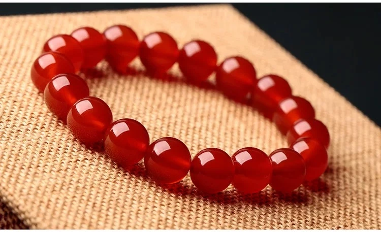 Outer Single Hot Selling Natural Crystal Red Agate Ball Bead Bracelet Couple Gift