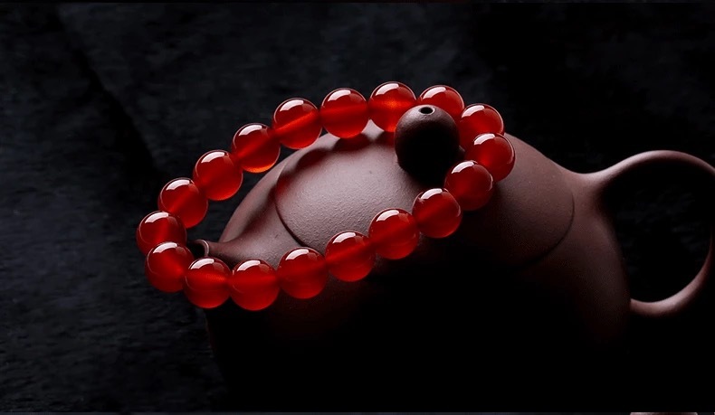 Outer Single Hot Selling Natural Crystal Red Agate Ball Bead Bracelet Couple Gift