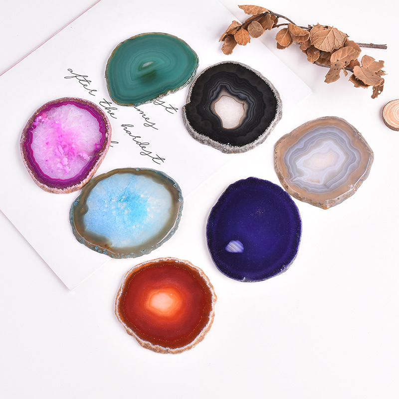 Outer single hot selling natural rough stone edge agate piece electroplating lighting home necklace pendant accessories