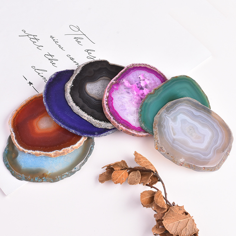 Outer single hot selling natural rough stone edge agate piece electroplating lighting home necklace pendant accessories