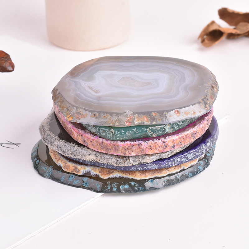 Outer single hot selling natural rough stone edge agate piece electroplating lighting home necklace pendant accessories