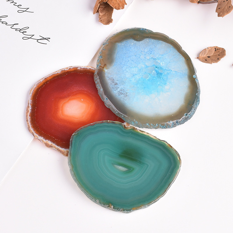 Outer single hot selling natural rough stone edge agate piece electroplating lighting home necklace pendant accessories