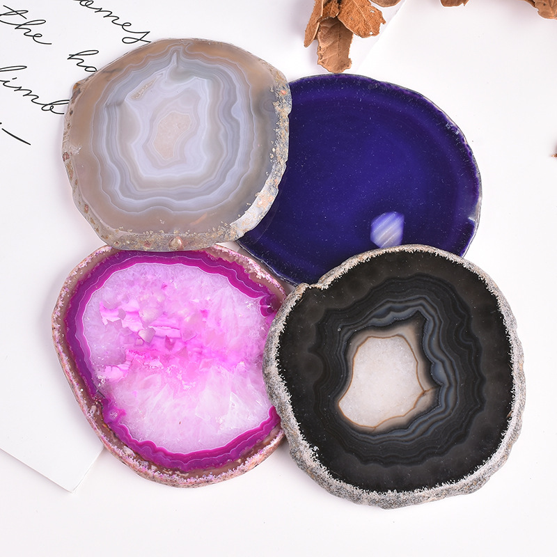 Outer single hot selling natural rough stone edge agate piece electroplating lighting home necklace pendant accessories