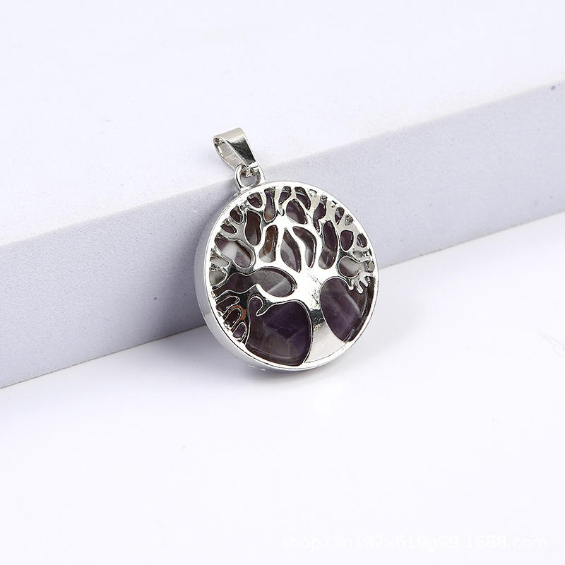 Foreign orders Hot selling Natural crystal Gems Fortune tree Tree of life Pendant Sweater chain Fashion accessories