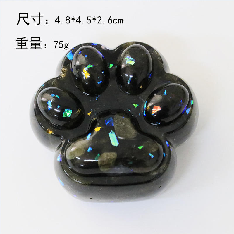 Outer single hot selling natural crystal gravel resin drop glue cute cat paw desktop decoration accessories decoration