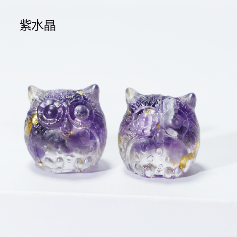 Outer single hot selling new crystal resin small owl micro-decoration crystal gravel ornaments handicrafts