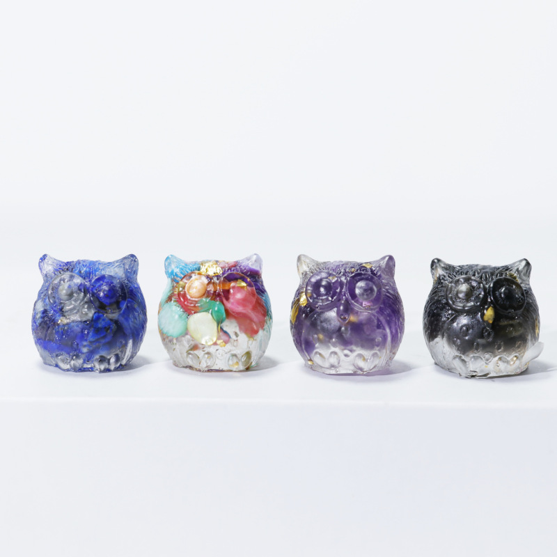 Outer single hot selling new crystal resin small owl micro-decoration crystal gravel ornaments handicrafts