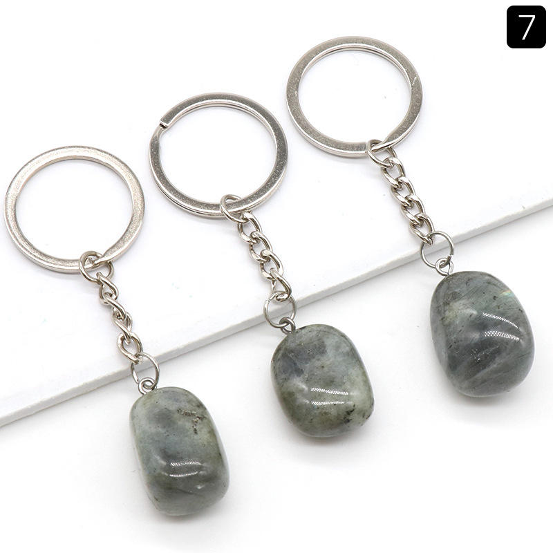Outer single hot selling natural crystal agate stone irregular keychain pendant bag pendant