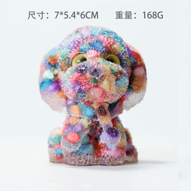 Outside single hot selling natural crystal chips epoxy puppy animal