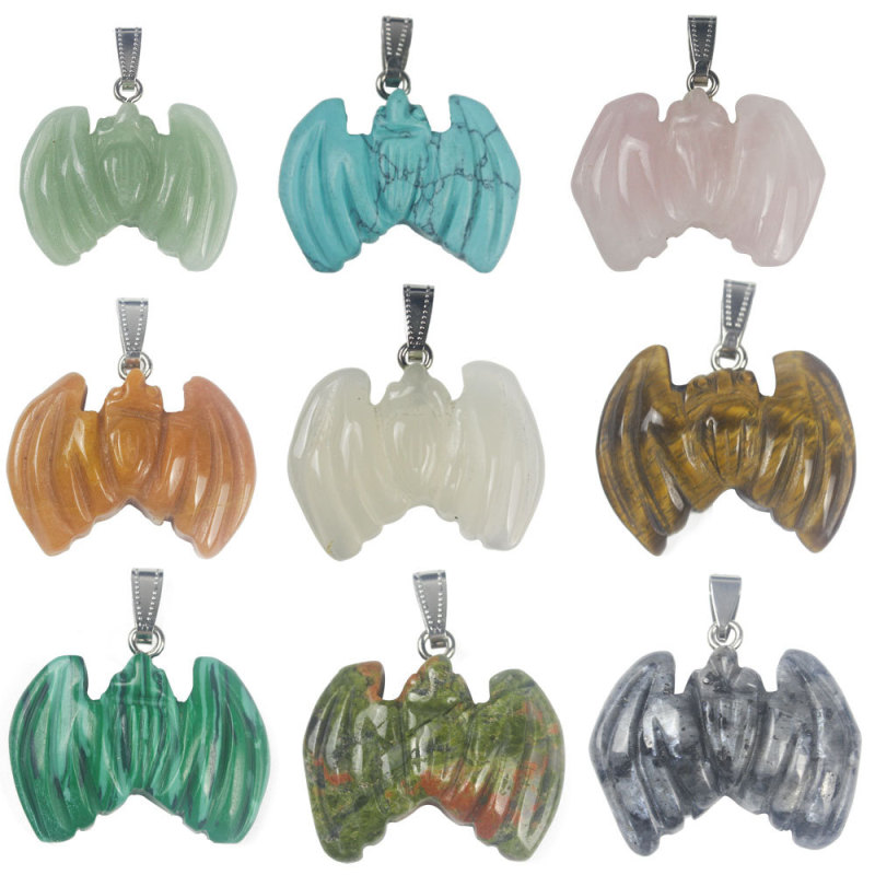 Outer single hot selling natural crystal jade carving piece bat pendant