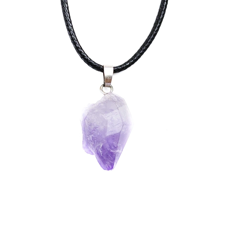 Outer single hot selling natural crystal jade rough stone amethyst tooth pendant