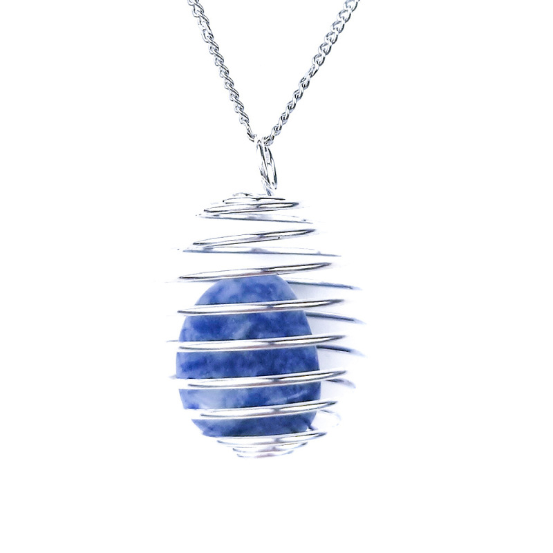 Outside single hot selling natural crystal storage cage spring cage pendant