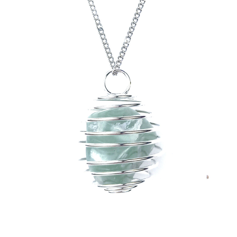 Outside single hot selling natural crystal storage cage spring cage pendant