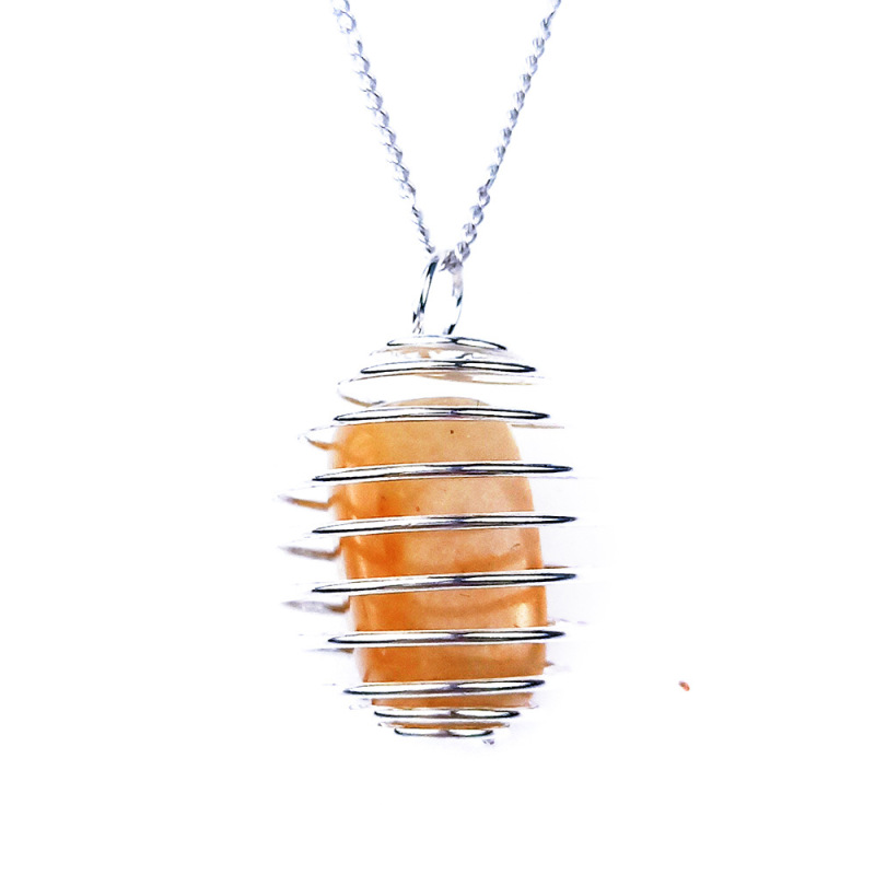 Outside single hot selling natural crystal storage cage spring cage pendant