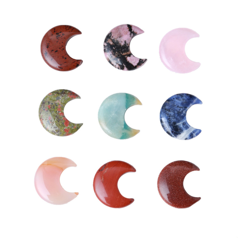 Outer single hot selling natural rough stone crystal agate moon pendant ornaments