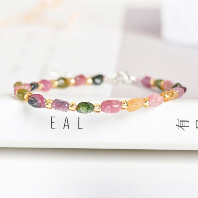 Outer Single Hot Sale Natural Tourmaline Bracelet Irregular Loop Ladies Gift