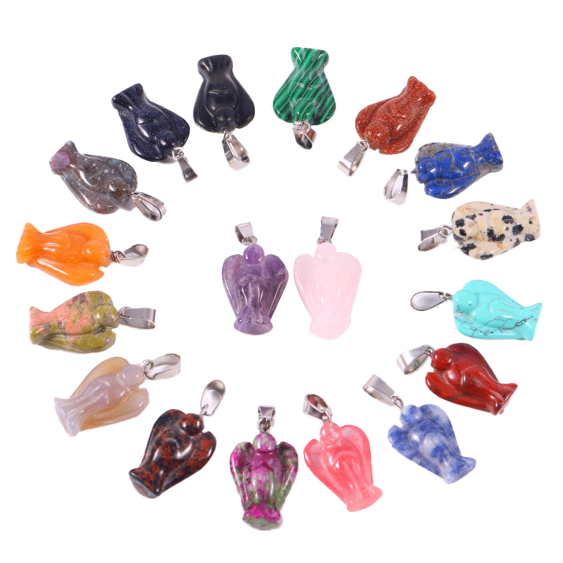 Outer single Hot selling Natural crystal Angel pendant Earrings Necklaces Jewelry accessories Carving gems
