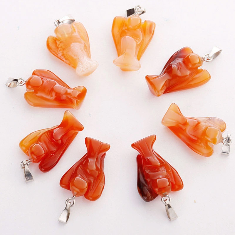 Outer single Hot selling Natural crystal Angel pendant Earrings Necklaces Jewelry accessories Carving gems