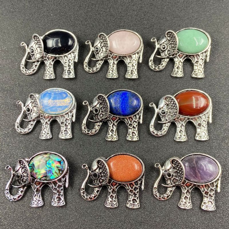 Outer single hot selling natural crystal animal pendant elephant colorful jewelry energy