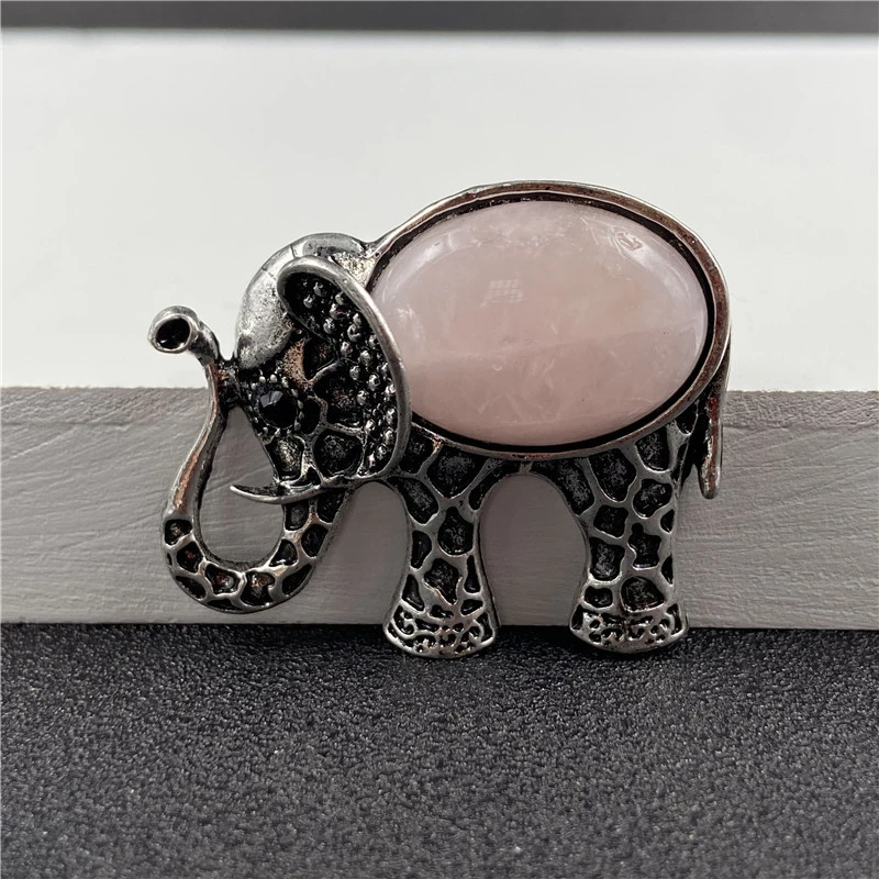 Outer single hot selling natural crystal animal pendant elephant colorful jewelry energy