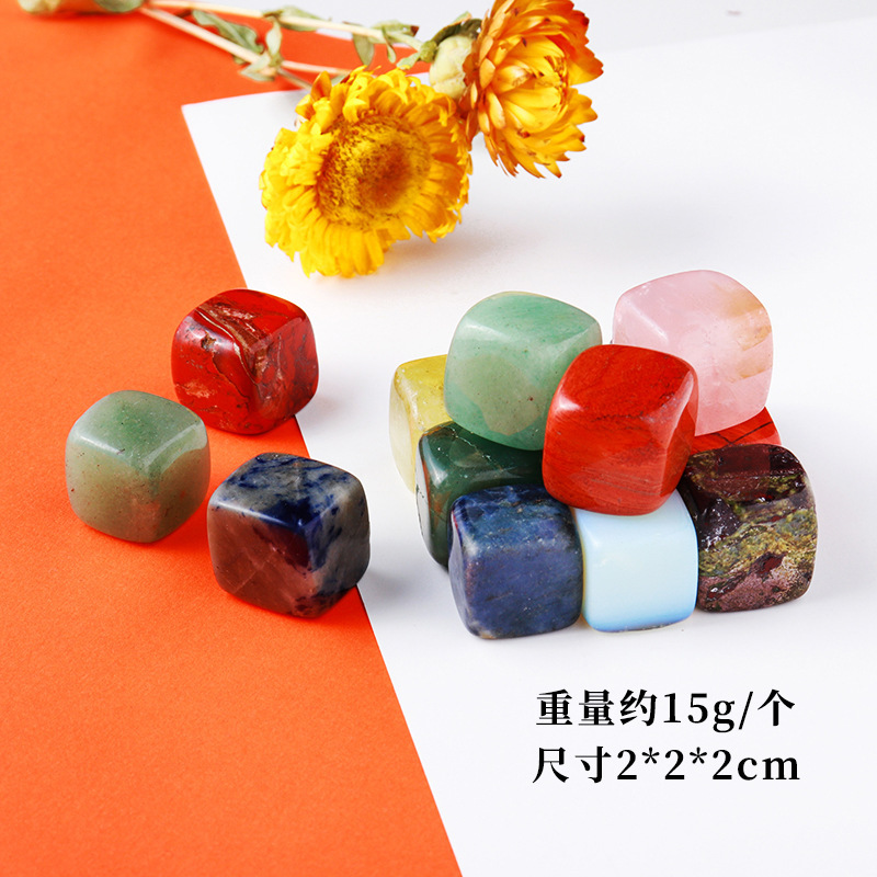 Outer single hot selling natural crystal raw stone square chips demagnetizing stone square semi-precious stone fish tank decoration ornaments