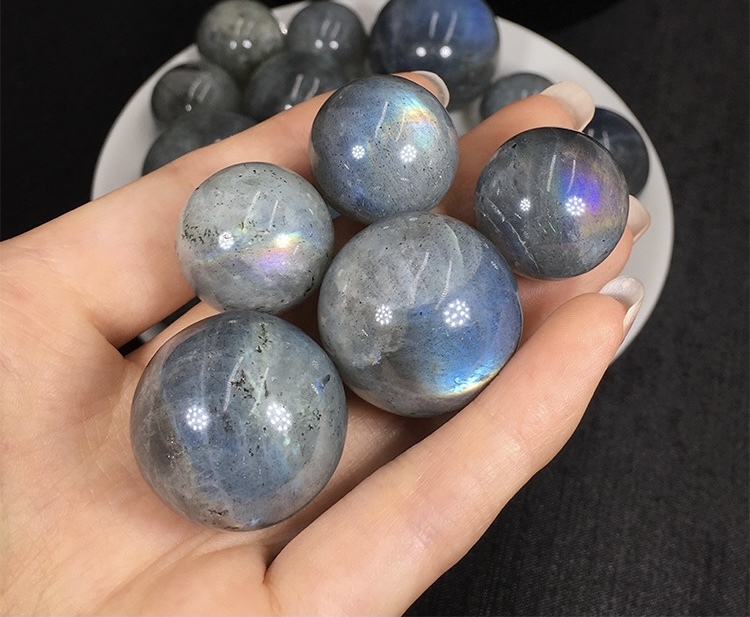 Outer single hot selling natural gray moonlight rough polished sphere round non-porous energy stone home decoration