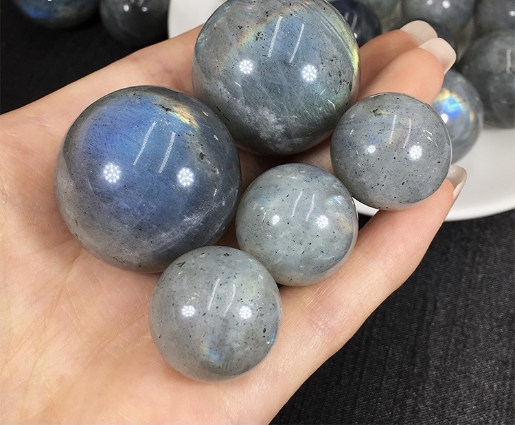 Outer single hot selling natural gray moonlight rough polished sphere round non-porous energy stone home decoration