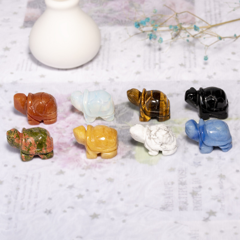 Outer single hot selling natural crystal carvings little turtle animal power stone home decoration ornaments