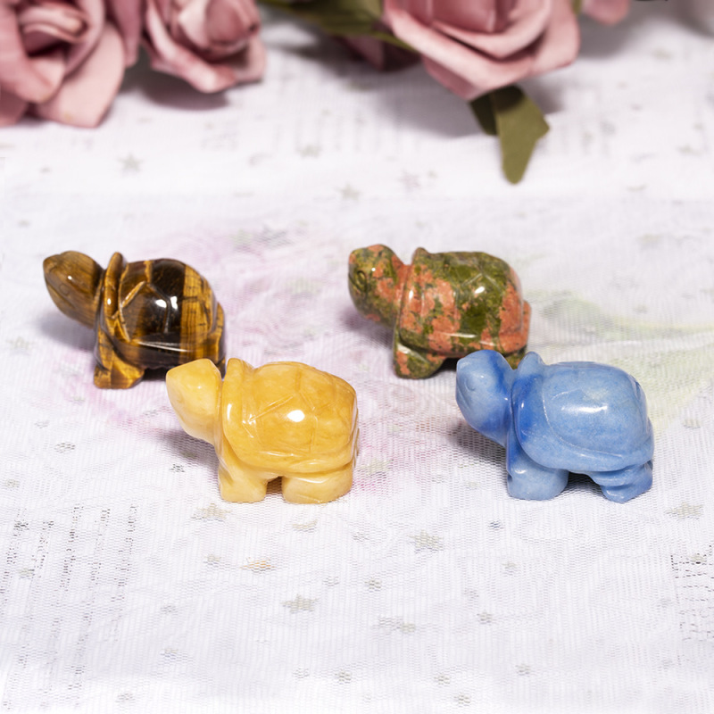 Outer single hot selling natural crystal carvings little turtle animal power stone home decoration ornaments