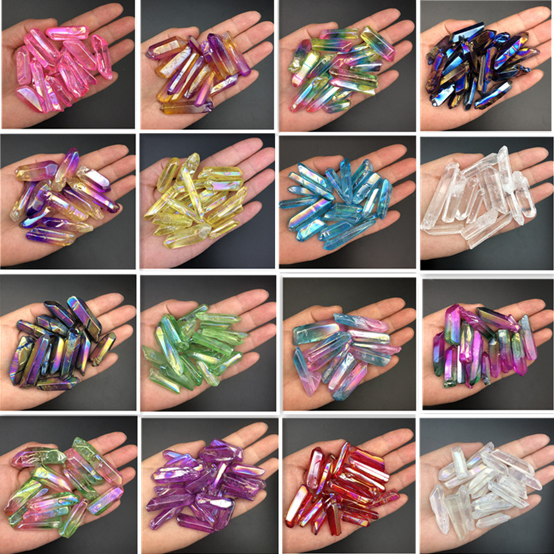 Outer single hot selling natural clear quartz color plated single plated crystal power stone home diy jewelry