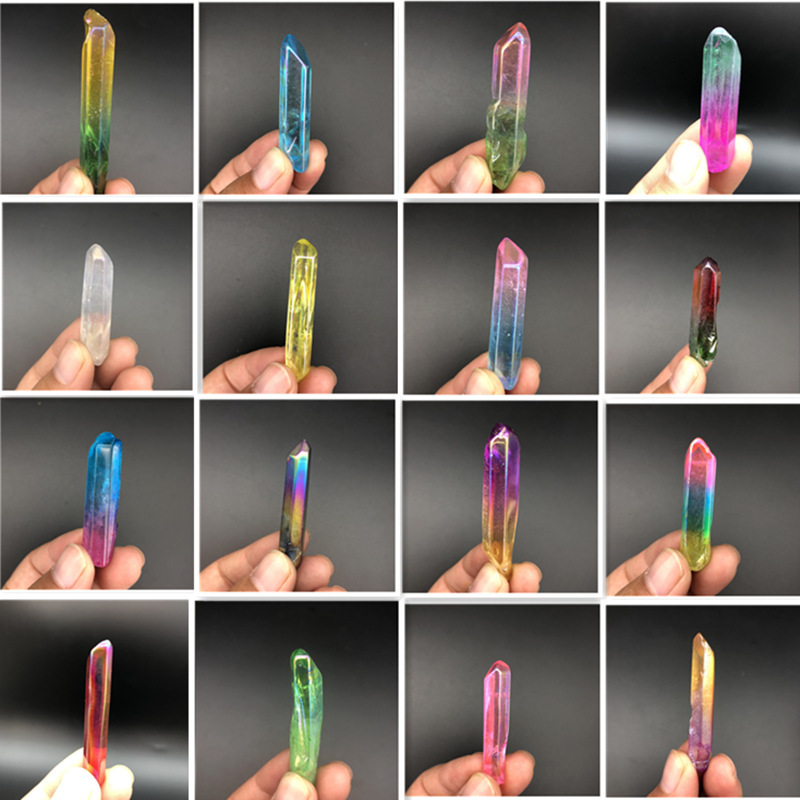 Outer single hot selling natural clear quartz color plated single plated crystal power stone home diy jewelry