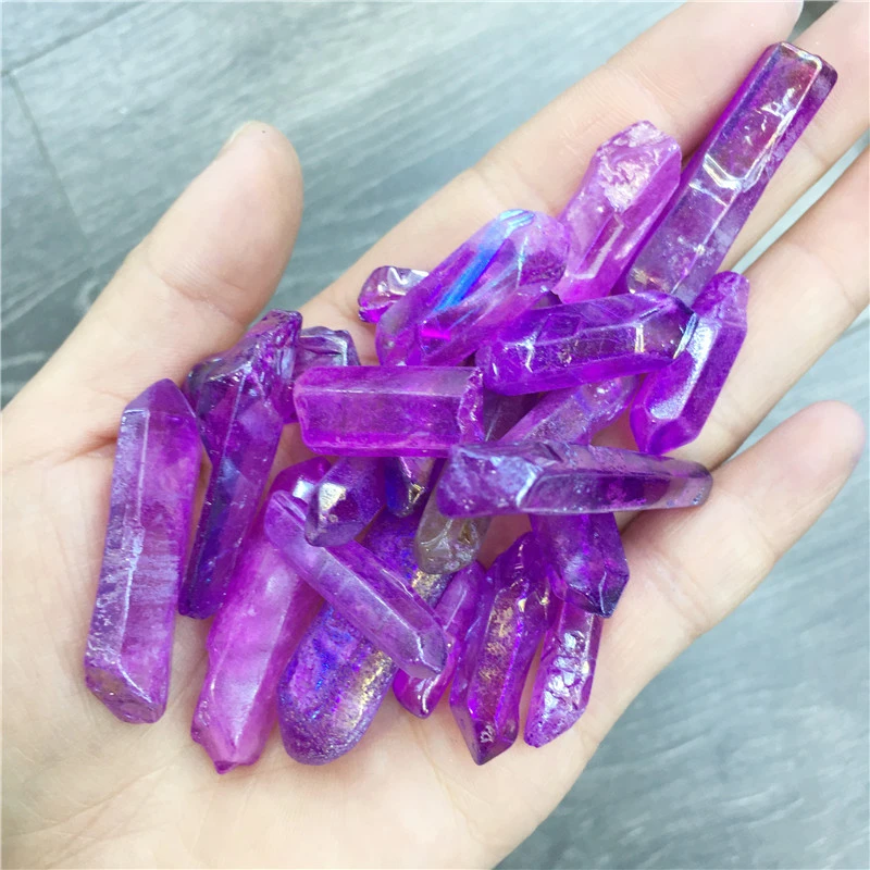 Outer single hot selling natural clear quartz color plated single plated crystal power stone home diy jewelry