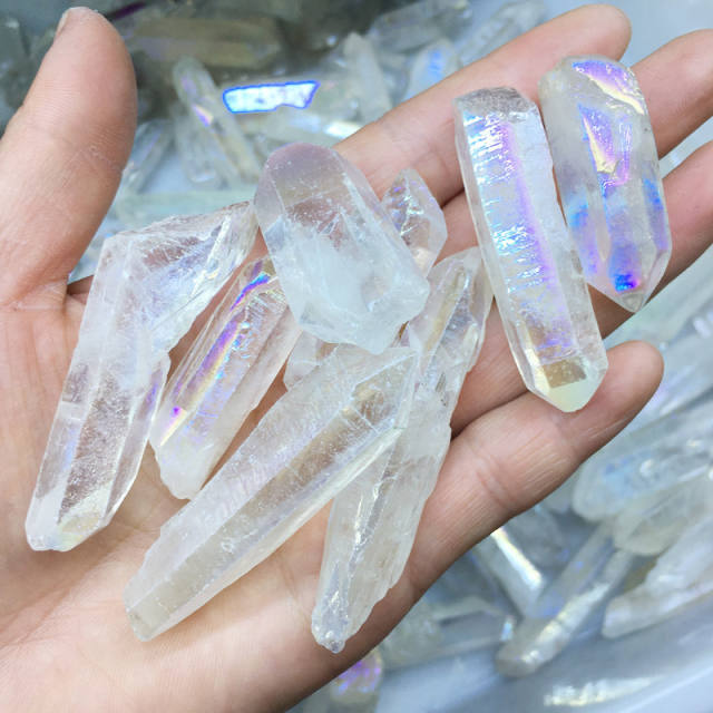 Outer single hot selling natural clear quartz color plated single plated crystal power stone home diy jewelry