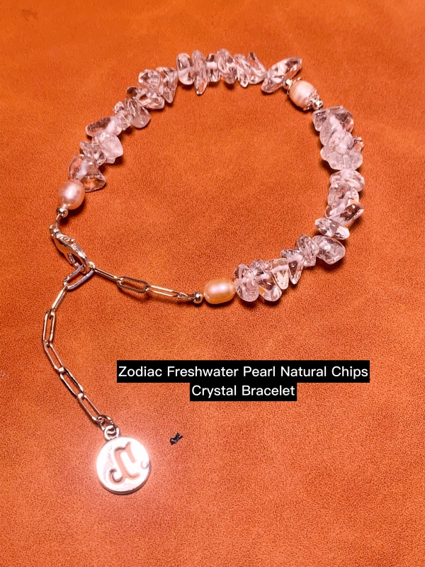 Outer single hot selling natural crystal chips hand-woven pearl constellation bracelet lobster clasp adjustable bracelet
