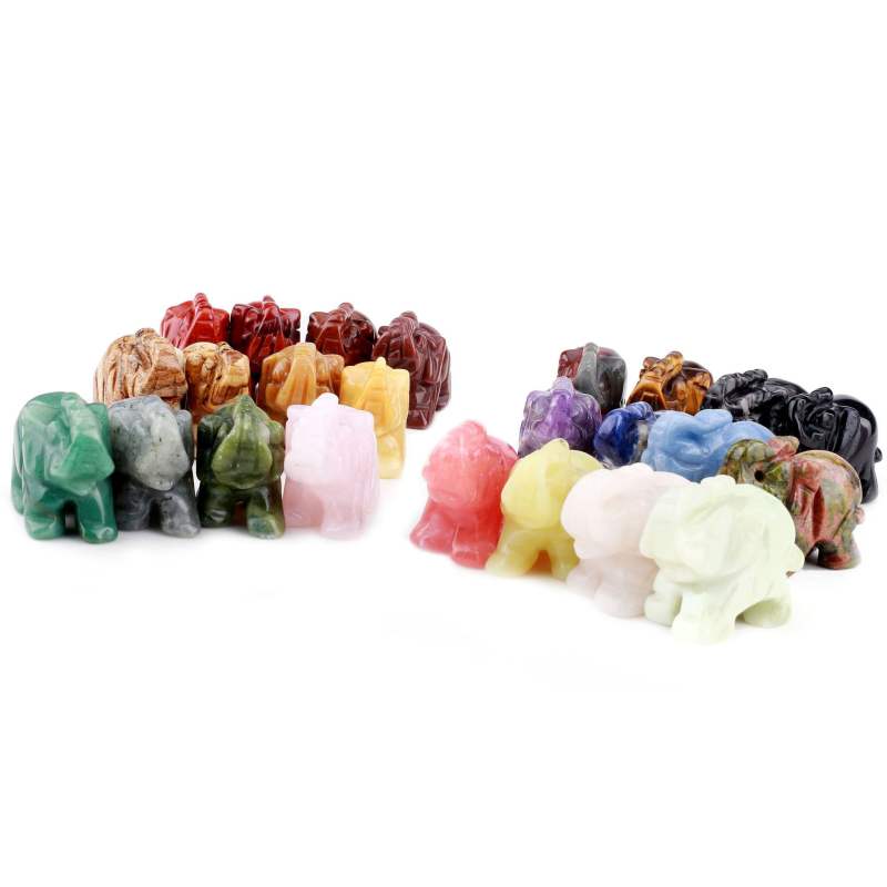 Outer single hot selling natural crystal animal elephant carving pieces ornaments energy stone pendant