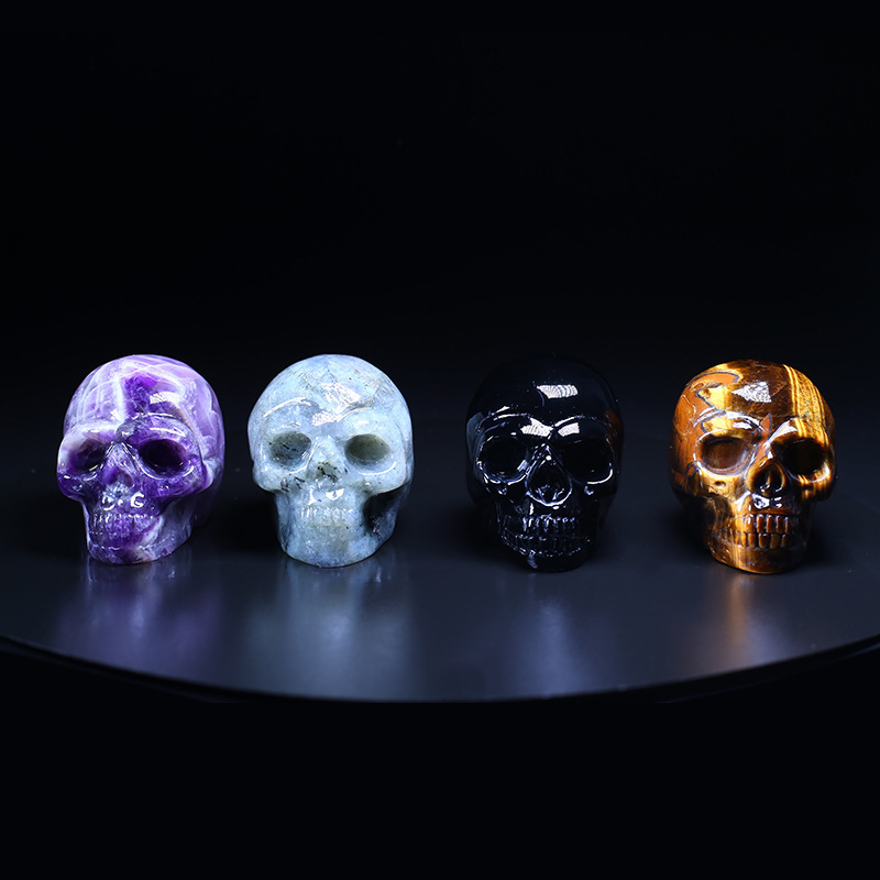 Outside single hot selling natural crystal animal human body skull carving piece ornaments power stone pendant