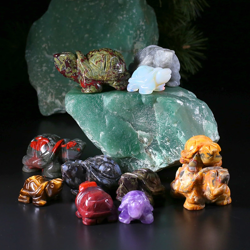 Outside single hot selling natural crystal animals carving pieces turtle ornaments pendant power stone