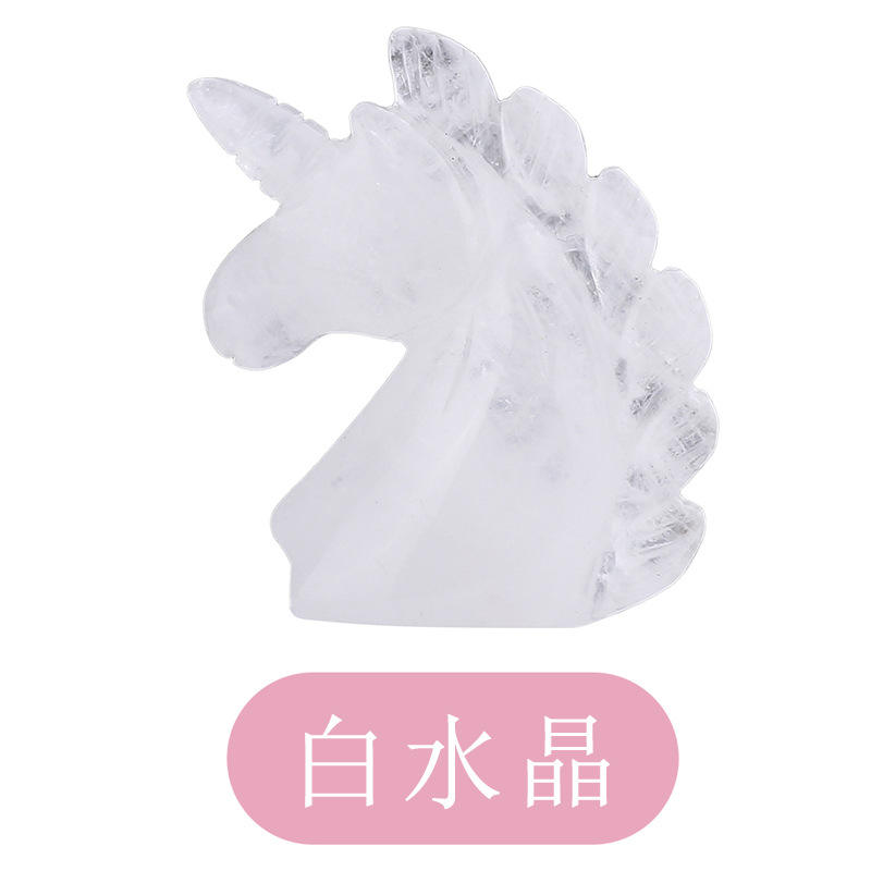 Outer single hot selling natural crystal animal carving piece unicorn large ornament pendant power stone
