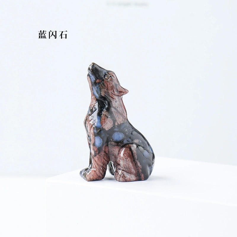 Outside single hot selling natural crystal animals carving pieces wolf ornaments pendant power stone