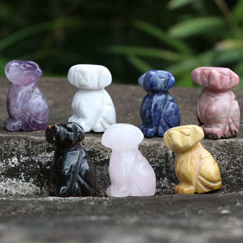 Outside single hot selling natural crystal animals carving pieces dog ornaments pendant power stone