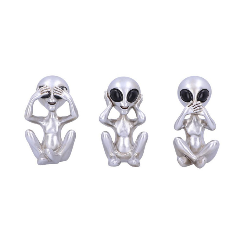 foreign orders hot sale three wise aliens do not watch do not listen to aliens resin craft