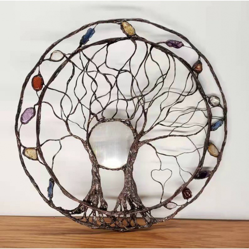 Outer single Hot sale Crafts Ring of life Metal tree wall art circle of life metal tree Crystal tree